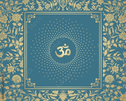 aum syllable, paisley design ,Hinduism, India	