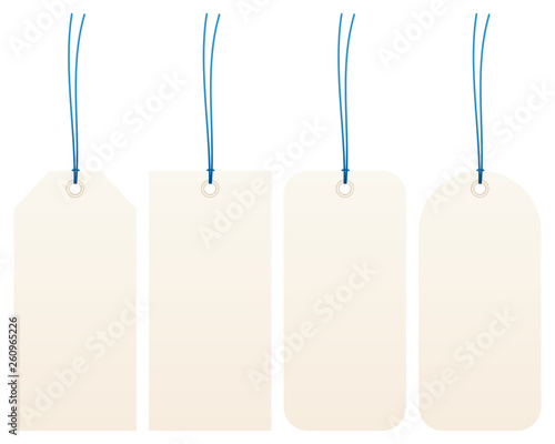 4 Schmale Hangtags Blaues Band