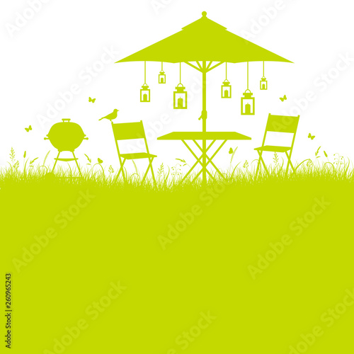 Sommer Garten Barbecue Hintergrund Grün