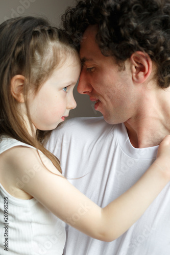 Dad with his daughter. Happy family life.