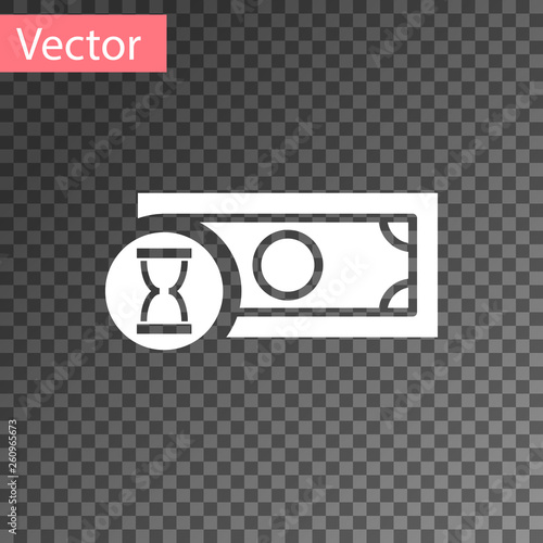 White Fast payments icon isolated on transparent background. Fast money transfer payment. Financial services, fast loan, time is money, cash back concept. Vector Illustration
