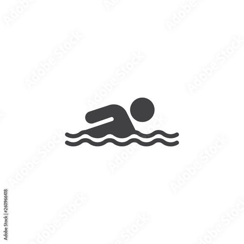 Swimmer in water vector icon. filled flat sign for mobile concept and web design. Swimming man in swimming pool glyph icon. Symbol, logo illustration. Pixel perfect vector graphics