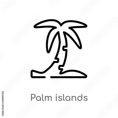 outline palm islands vector icon. isolated black simple line element illustration from nature concept. editable vector stroke palm islands icon on white background