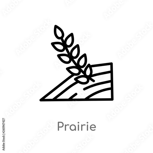 outline prairie vector icon. isolated black simple line element illustration from nature concept. editable vector stroke prairie icon on white background