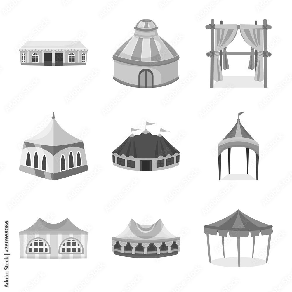 Vector design of outdoor and architecture sign. Collection of outdoor and shelter vector icon for stock.