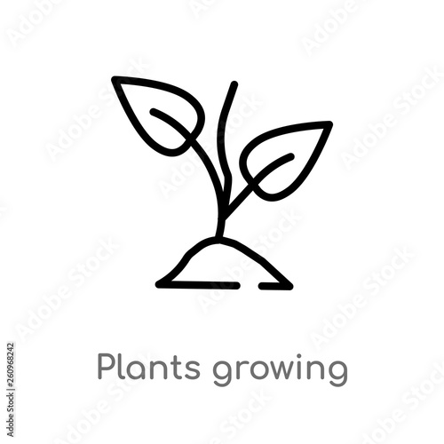 outline plants growing vector icon. isolated black simple line element illustration from nature concept. editable vector stroke plants growing icon on white background
