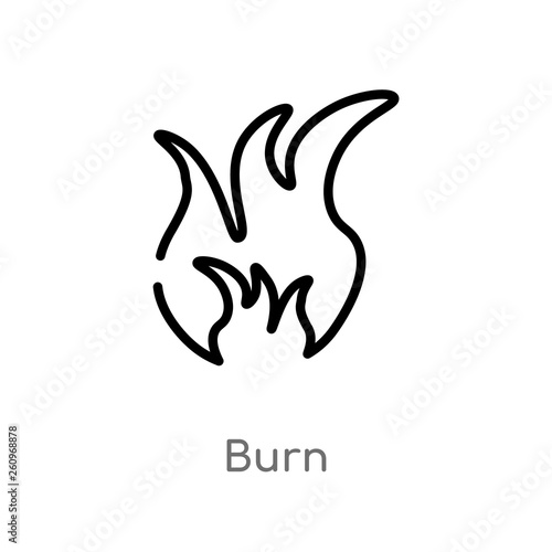 outline burn vector icon. isolated black simple line element illustration from nature concept. editable vector stroke burn icon on white background