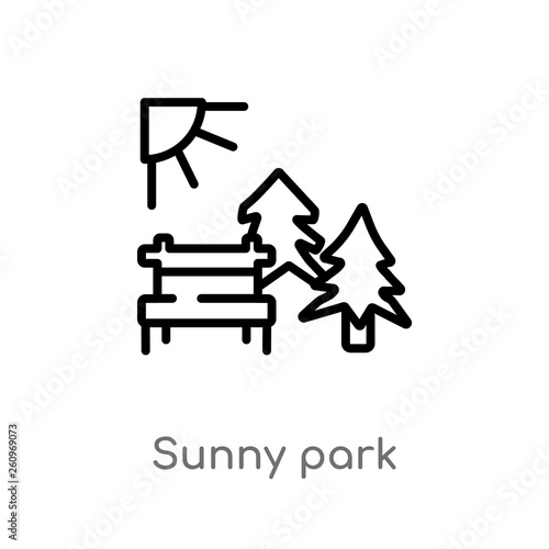 outline sunny park vector icon. isolated black simple line element illustration from nature concept. editable vector stroke sunny park icon on white background