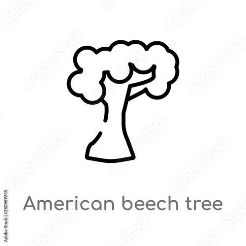 outline american beech tree vector icon. isolated black simple line element illustration from nature concept. editable vector stroke american beech tree icon on white background