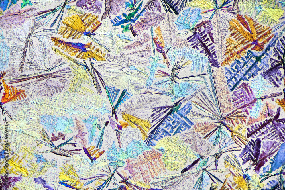 Obraz premium Crystals of acetaminophen photographed through microscope
