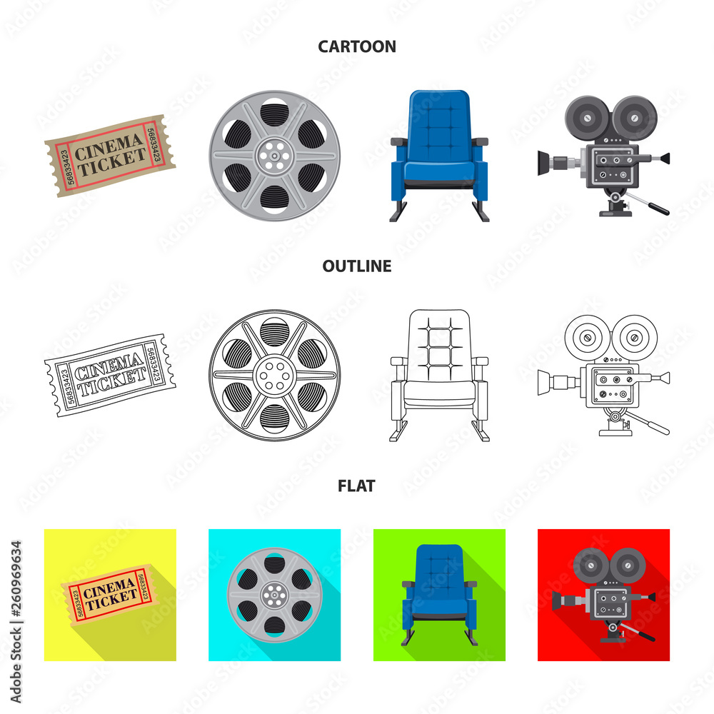 Isolated object of television and filming sign. Collection of television and viewing vector icon for stock.