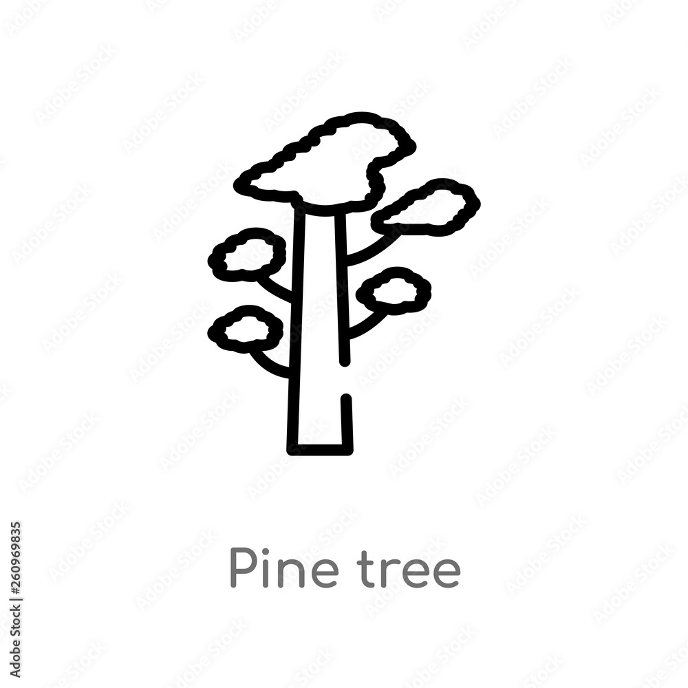 outline pine tree vector icon. isolated black simple line element illustration from nature concept. editable vector stroke pine tree icon on white background