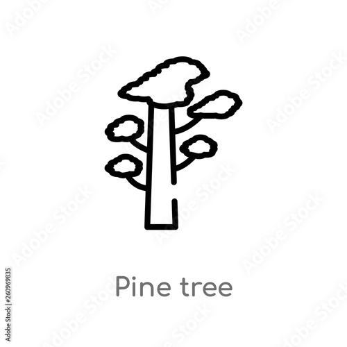 outline pine tree vector icon. isolated black simple line element illustration from nature concept. editable vector stroke pine tree icon on white background