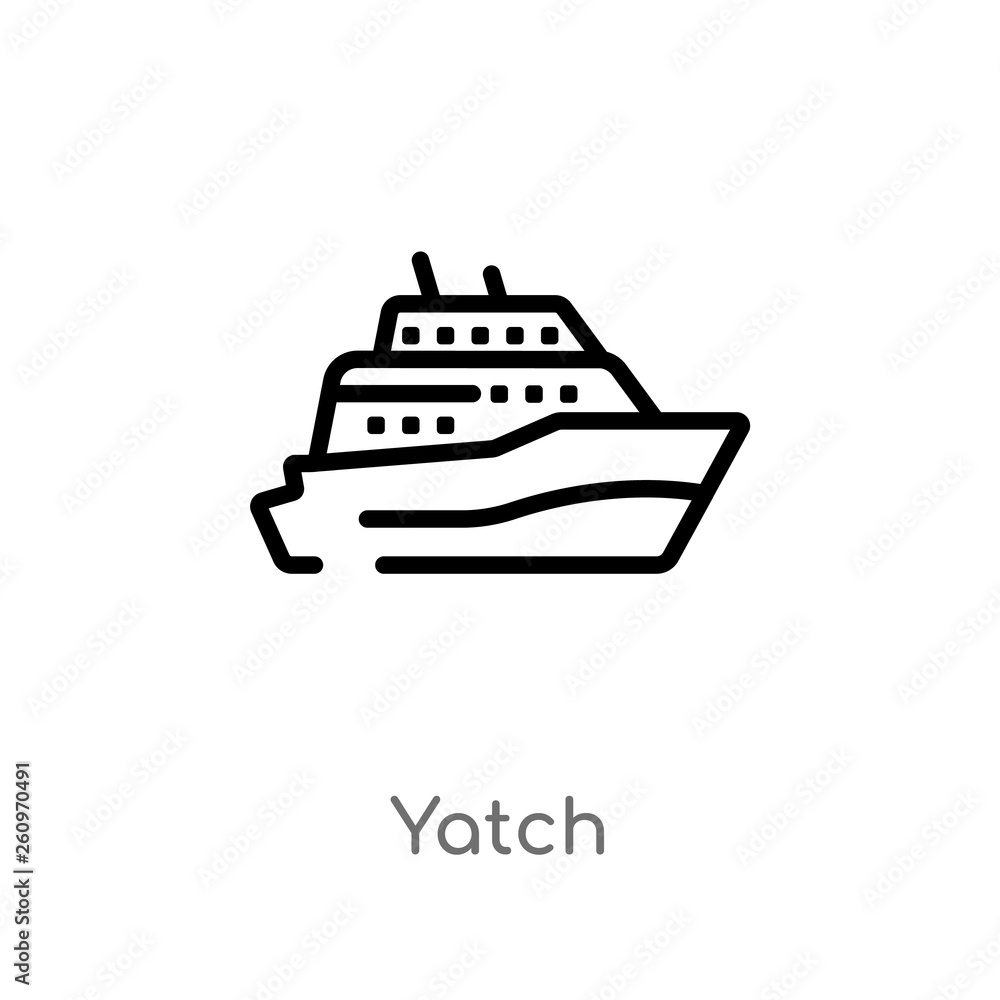 outline yatch vector icon. isolated black simple line element illustration from nautical concept. editable vector stroke yatch icon on white background