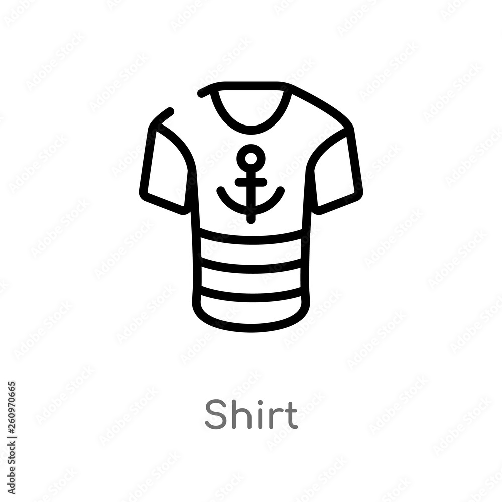 outline shirt vector icon. isolated black simple line element illustration from nautical concept. editable vector stroke shirt icon on white background outline shirt vector icon. isolated black simple line element illustration from nautical concept. editable vector stroke shirt icon on white background
