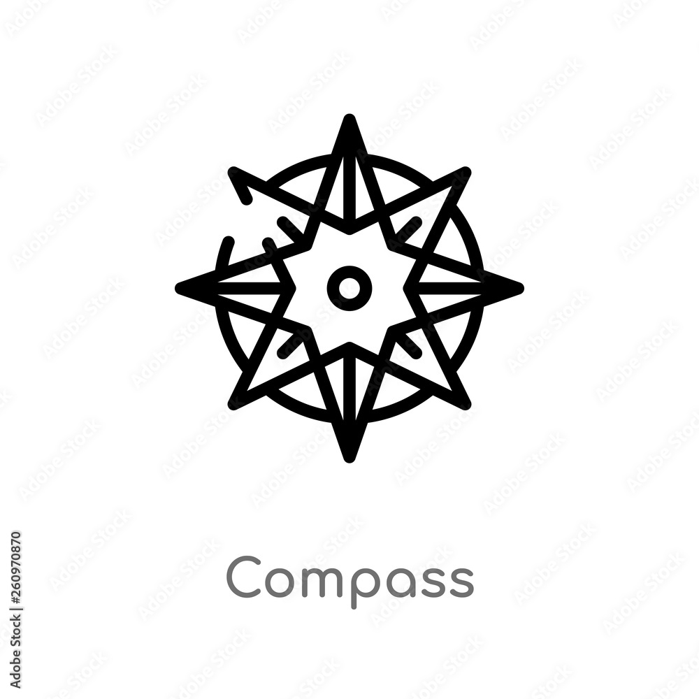 outline compass vector icon. isolated black simple line element illustration from nautical concept. editable vector stroke compass icon on white background outline compass vector icon. isolated black simple line element illustration from nautical concept. editable vector stroke compass icon on white background