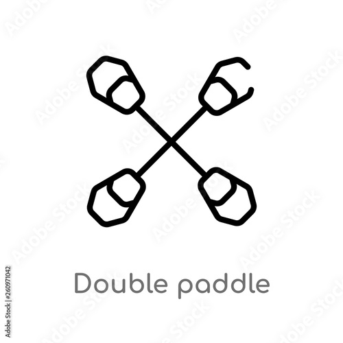 outline double paddle vector icon. isolated black simple line element illustration from nautical concept. editable vector stroke double paddle icon on white background