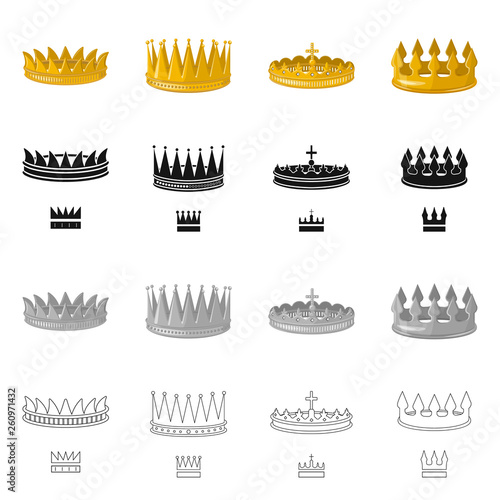 Vector design of medieval and nobility sign. Set of medieval and monarchy vector icon for stock.