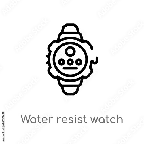 outline water resist watch vector icon. isolated black simple line element illustration from nautical concept. editable vector stroke water resist watch icon on white background