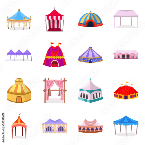 Isolated object of awning and shelter logo. Set of awning and canopy vector icon for stock.