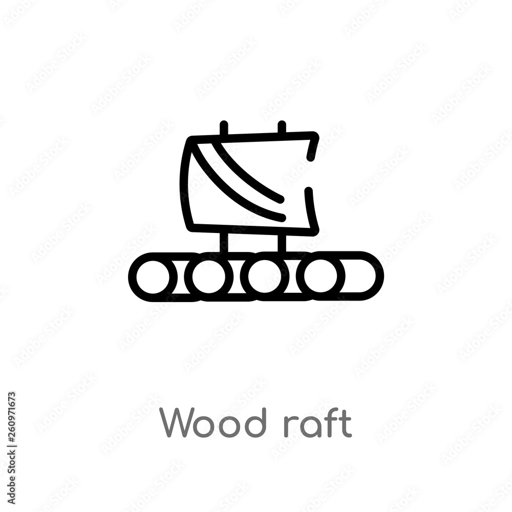 outline wood raft vector icon. isolated black simple line element illustration from nautical concept. editable vector stroke wood raft icon on white background outline wood raft vector icon. isolated black simple line element illustration from nautical concept. editable vector stroke wood raft icon on white background
