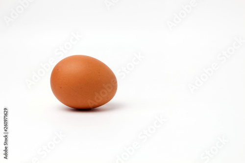 brown one egg not painted on a white background isolated
