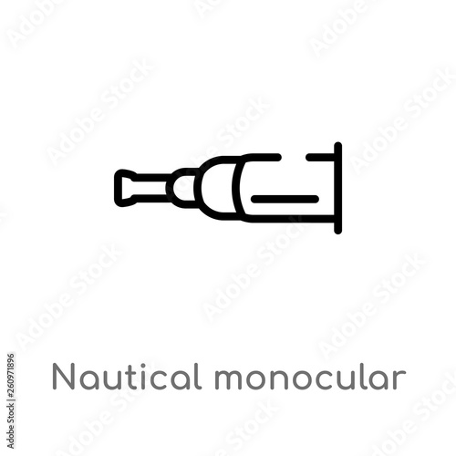 outline nautical monocular vector icon. isolated black simple line element illustration from nautical concept. editable vector stroke nautical monocular icon on white background