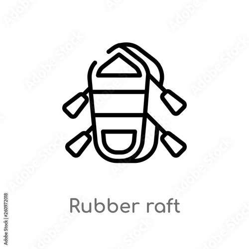 outline rubber raft vector icon. isolated black simple line element illustration from nautical concept. editable vector stroke rubber raft icon on white background