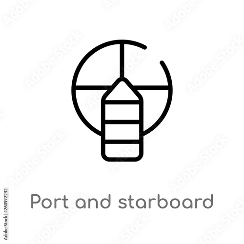 outline port and starboard vector icon. isolated black simple line element illustration from nautical concept. editable vector stroke port and starboard icon on white background