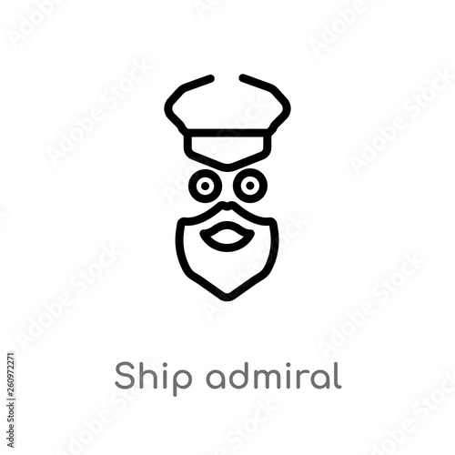 outline ship admiral vector icon. isolated black simple line element illustration from nautical concept. editable vector stroke ship admiral icon on white background