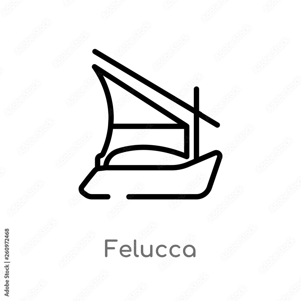 outline felucca vector icon. isolated black simple line element illustration from nautical concept. editable vector stroke felucca icon on white background outline felucca vector icon. isolated black simple line element illustration from nautical concept. editable vector stroke felucca icon on white background