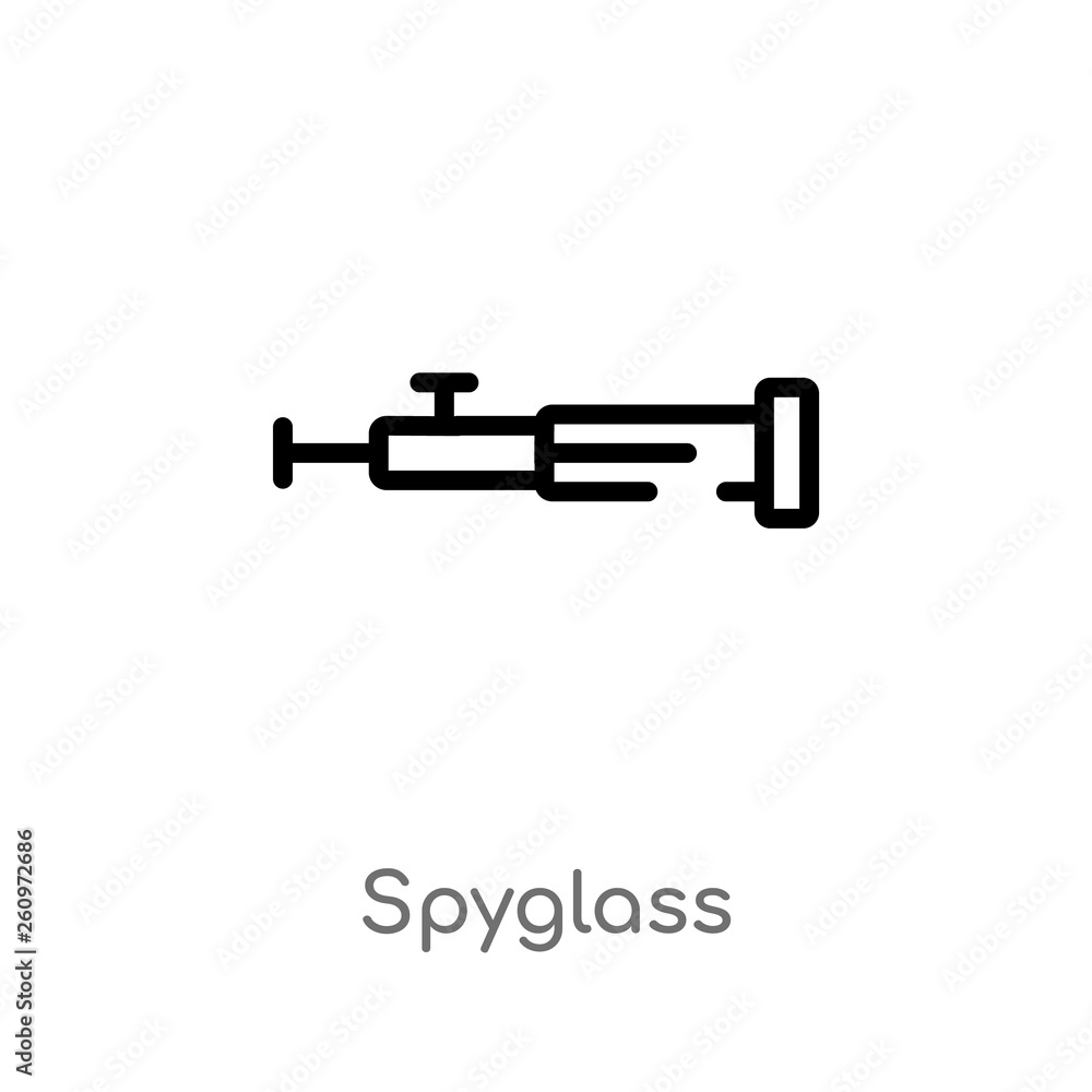 outline spyglass vector icon. isolated black simple line element illustration from nautical concept. editable vector stroke spyglass icon on white background