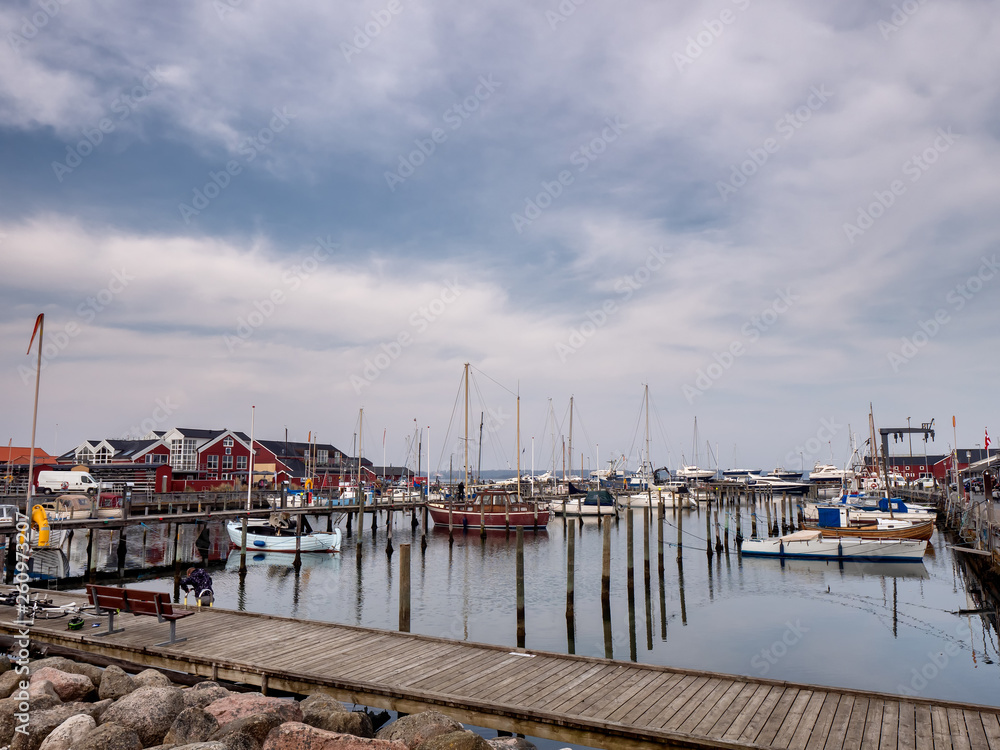 Small marina harbor in Juelsminde near Vejle, Denmark