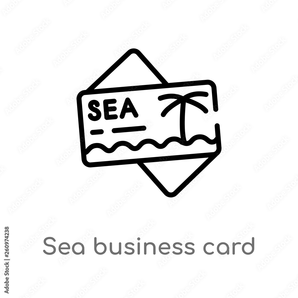 outline sea business card vector icon. isolated black simple line element illustration from other concept. editable vector stroke sea business card icon on white background