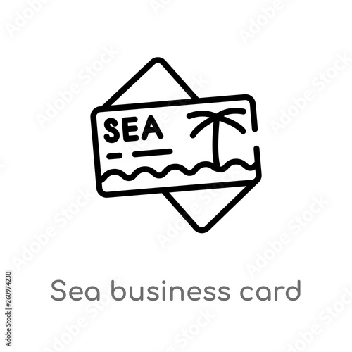 outline sea business card vector icon. isolated black simple line element illustration from other concept. editable vector stroke sea business card icon on white background