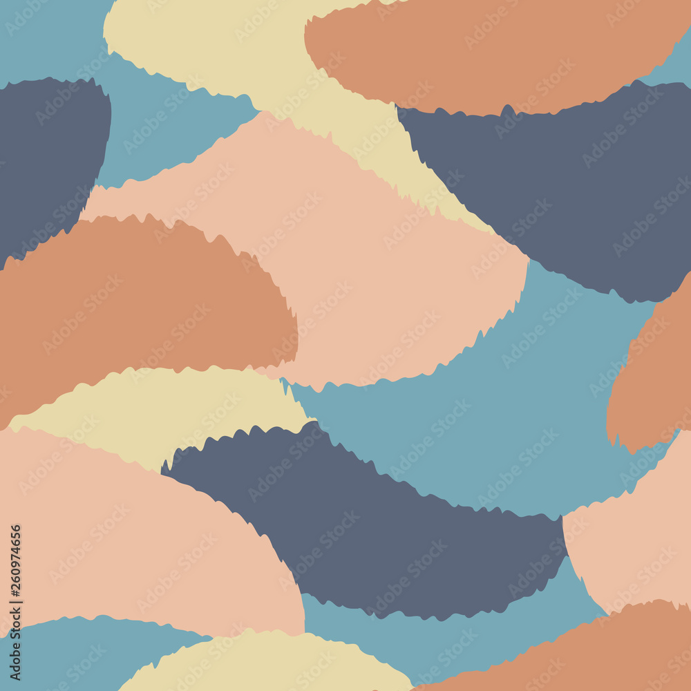 Seamless pattern with decorative spots in pastel colors. Abstract vector background.
