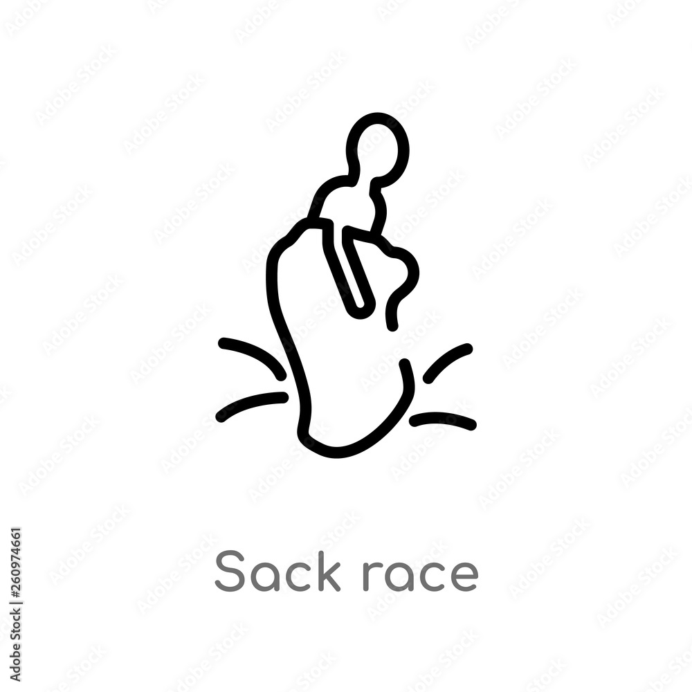 outline sack race vector icon. isolated black simple line element illustration from other concept. editable vector stroke sack race icon on white background