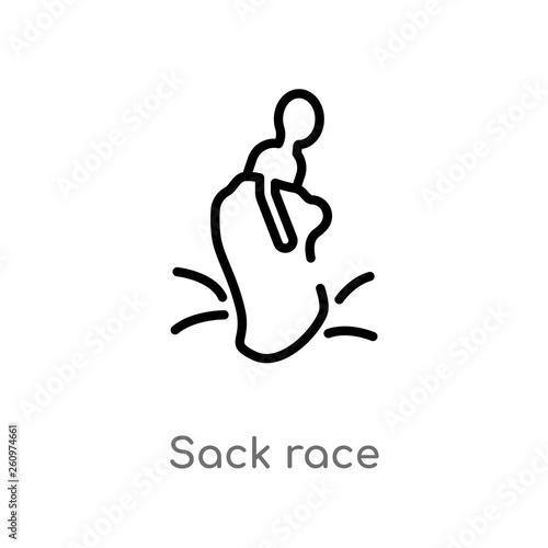 outline sack race vector icon. isolated black simple line element illustration from other concept. editable vector stroke sack race icon on white background