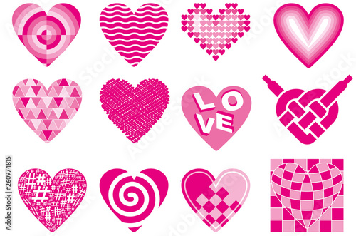 Heart big set. Heart collection. Love card symbol.