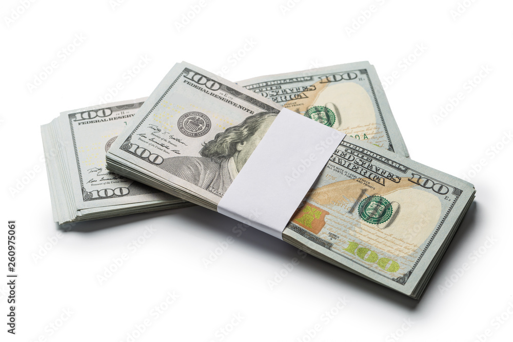 Stack of hundred dollars isolated on white Stack of hundred dollars isolated on white