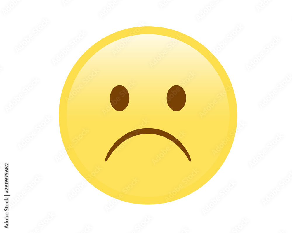 vector isolated yellow sad and unhappy face icon vector isolated yellow sad and unhappy face icon