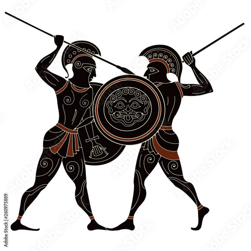 Ancient greek painting.Pottery art.. Mediterranean culture.Ancient greece mythology.