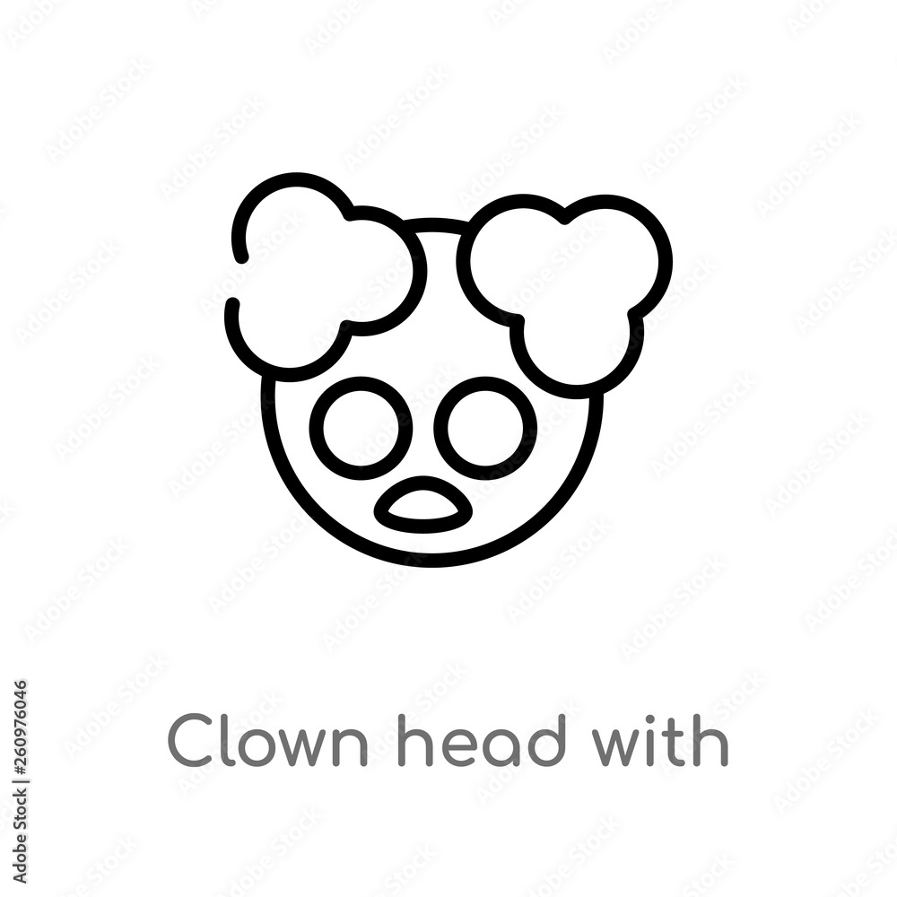 outline clown head with hat vector icon. isolated black simple line element illustration from party concept. editable vector stroke clown head with hat icon on white background outline clown head with hat vector icon. isolated black simple line element illustration from party concept. editable vector stroke clown head with hat icon on white background