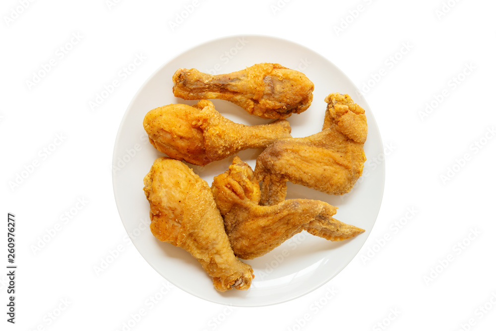 Fried chicken on plated isolated. Fried chicken on plated isolated.