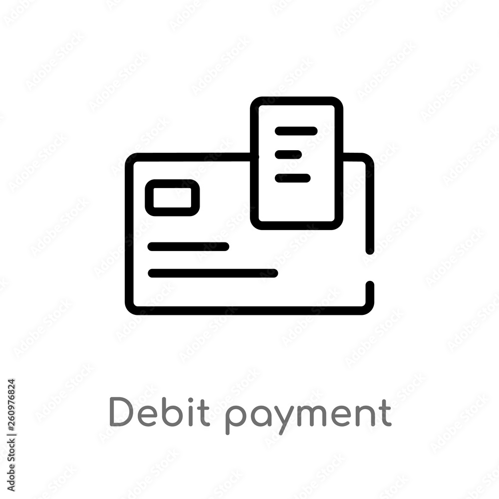 outline debit payment vector icon. isolated black simple line element illustration from payment concept. editable vector stroke debit payment icon on white background
