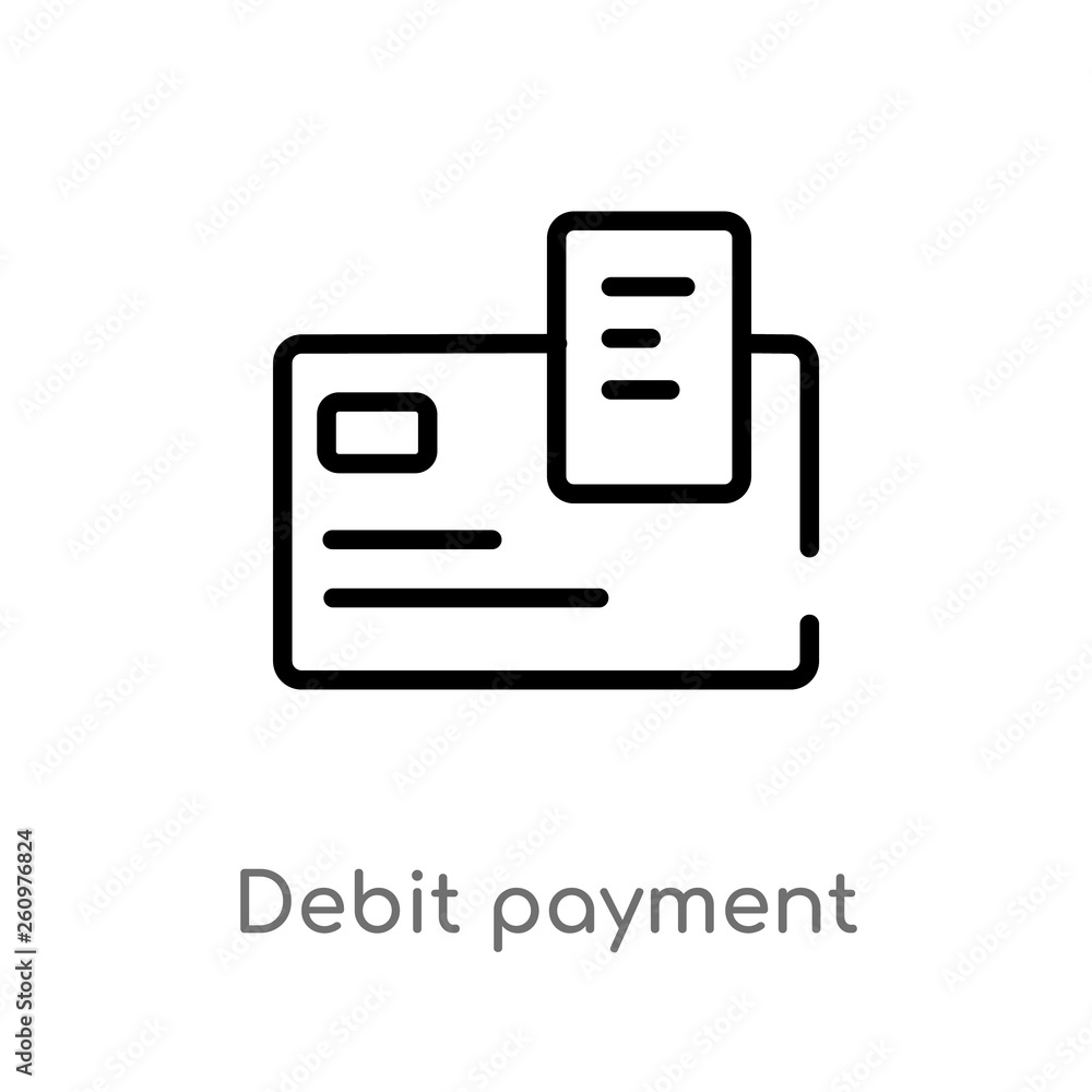 outline debit payment vector icon. isolated black simple line element illustration from payment concept. editable vector stroke debit payment icon on white background outline debit payment vector icon. isolated black simple line element illustration from payment concept. editable vector stroke debit payment icon on white background