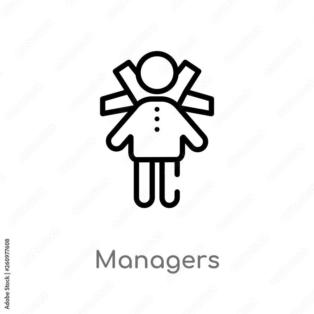 outline managers vector icon. isolated black simple line element illustration from people concept. editable vector stroke managers icon on white background outline managers vector icon. isolated black simple line element illustration from people concept. editable vector stroke managers icon on white background