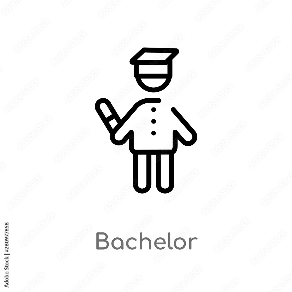 outline bachelor vector icon. isolated black simple line element illustration from people concept. editable vector stroke bachelor icon on white background