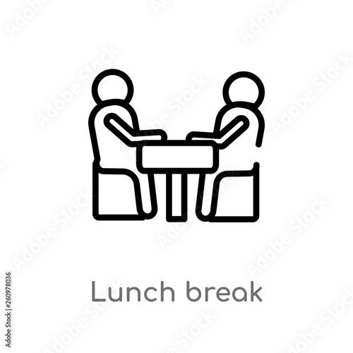 outline lunch break vector icon. isolated black simple line element illustration from people concept. editable vector stroke lunch break icon on white background