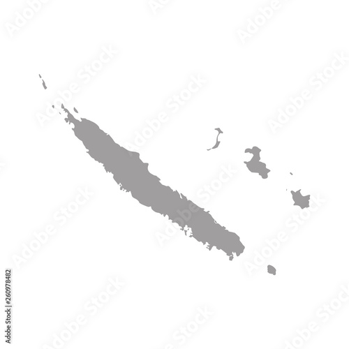 High detailed vector map of New Caledonia with navigation pins.